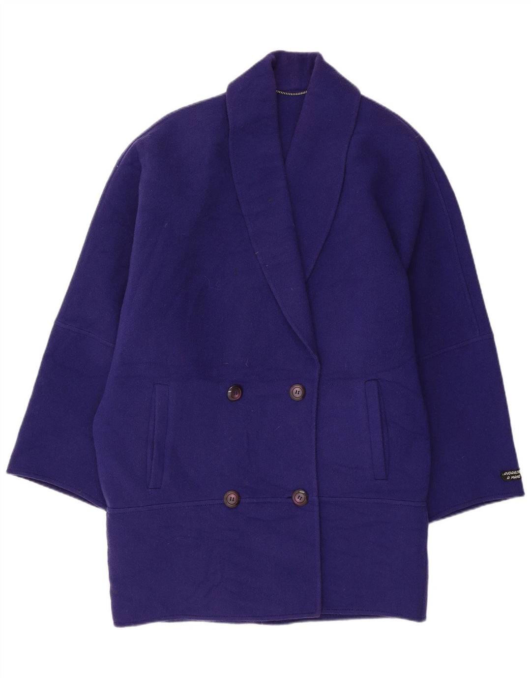 Casaco feminino vintage oversized com peito duplo IT 42 lã roxa média