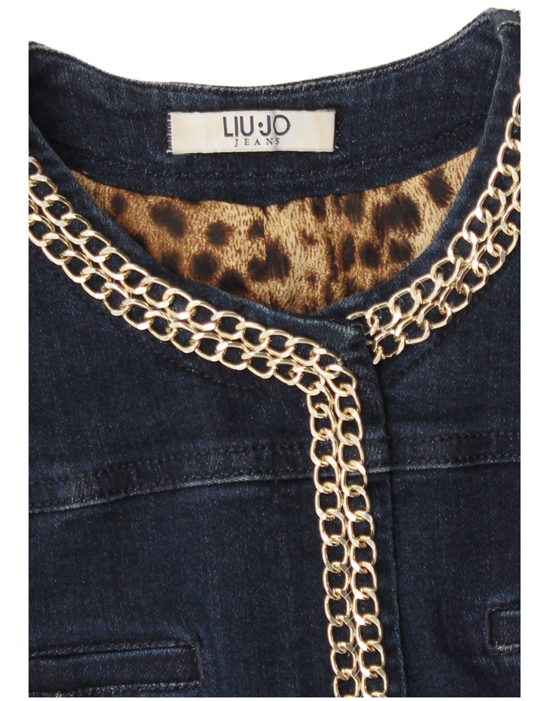 Jaqueta jeans feminina Liu Jo manga 3/4 Reino Unido 10 pequena azul marinho