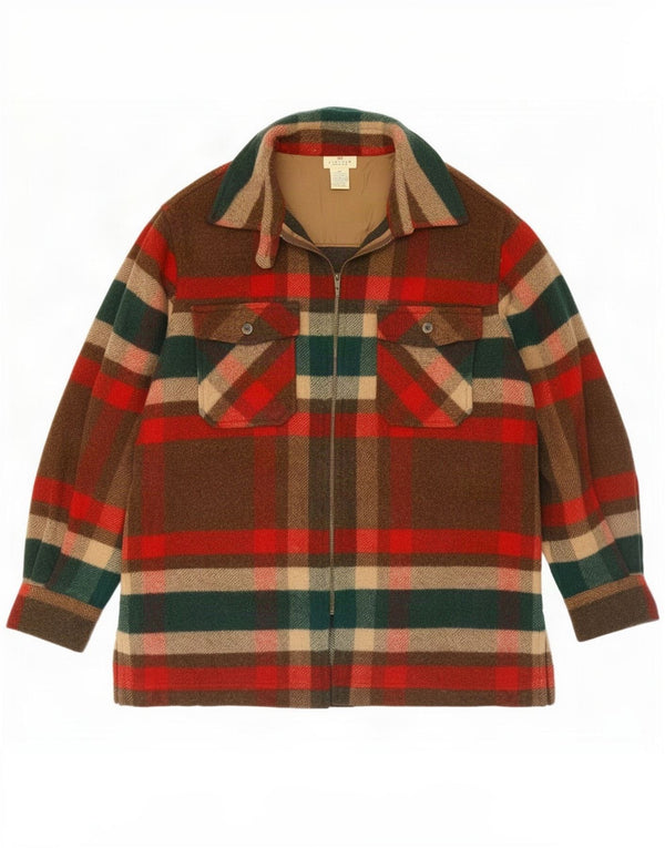 Camisa masculina vintage de flanela média vermelha xadrez acrílica
