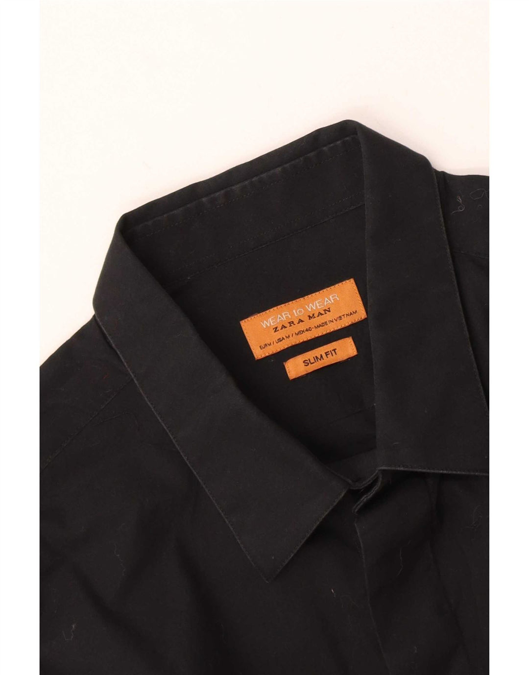 Camisa masculina Zara Slim Fit média preta