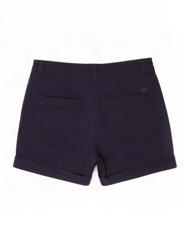 Shorts Chino feminino Crew Clothing UK 10 pequeno W28 azul marinho