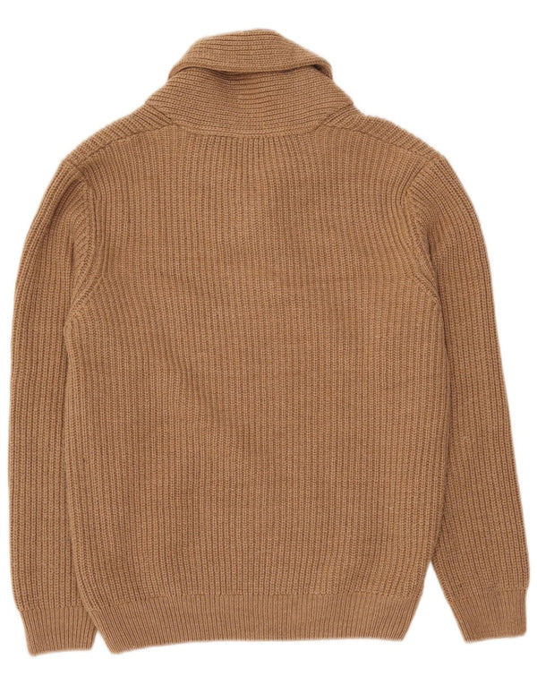 Zara Suéter masculino com gola xale grande acrílico bege