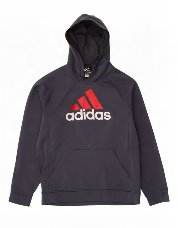 Adidas Womens Climawarm Graphic Hoodie Jumper UK 14/16 Grande Cinza Poliéster