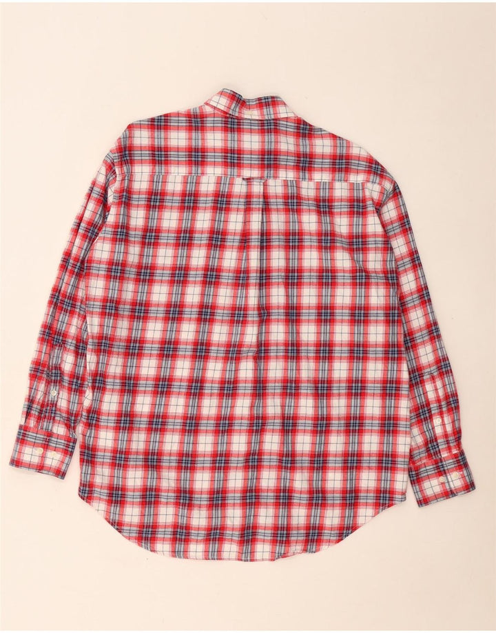 Camisa feminina de flanela grande com palangre GANT Reino Unido 8 pequeno algodão xadrez vermelho