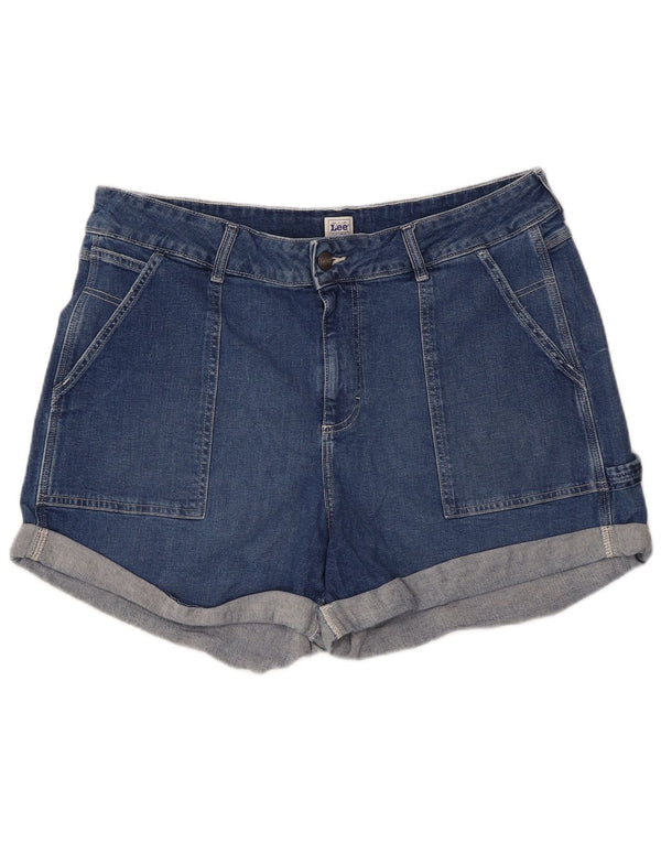 Shorts jeans feminino de cintura alta Lee US 18 2XL W38 algodão azul