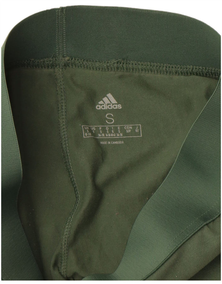 Adidas Womens Leggings UK 8/10 Pequeno Verde Algodão