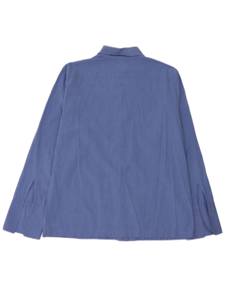 Camisa feminina J. Crew UK 14 algodão azul médio