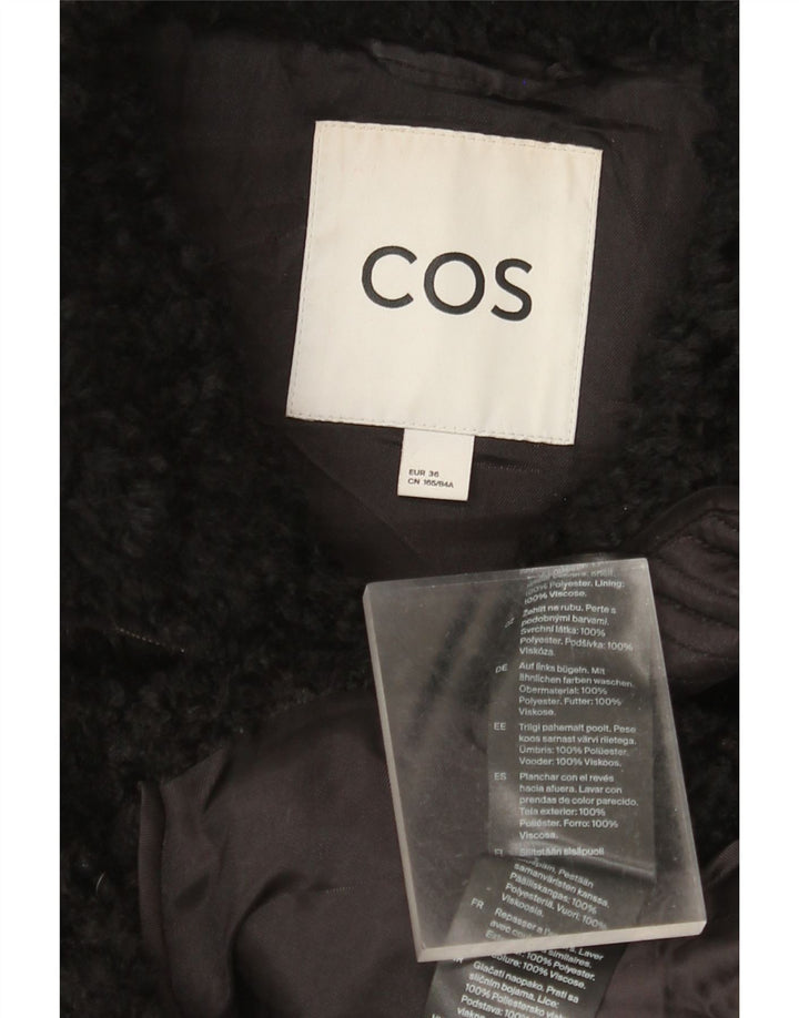 Cos Womens Oversized Faux Fur Gilet EU 36 Pequeno Poliéster Preto