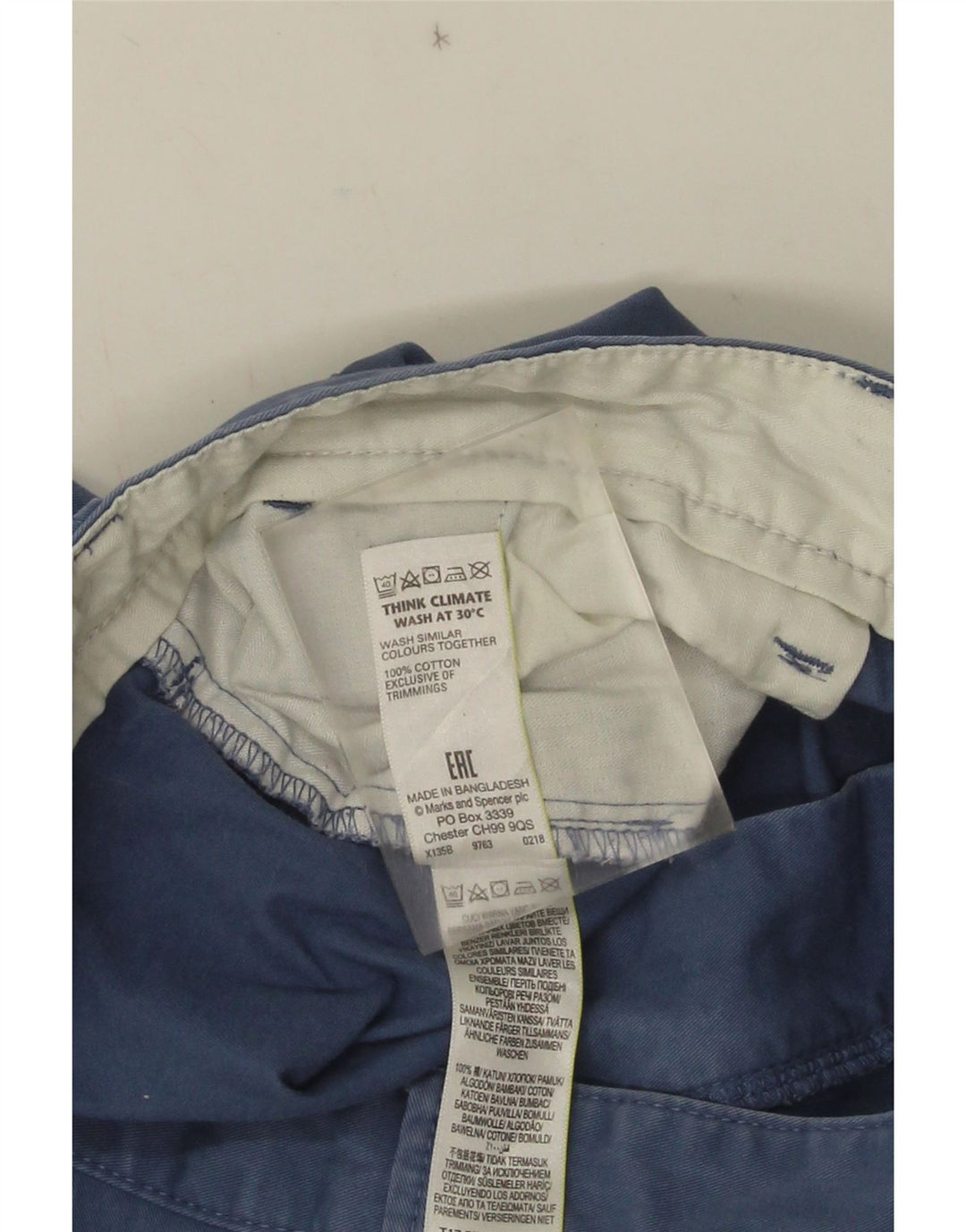 Shorts chino masculino Marks & Spencer W38 XL algodão azul