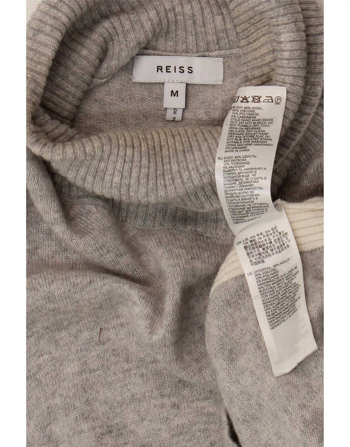 Suéter masculino Reiss com gola redonda e lã colorblock cinza médio
