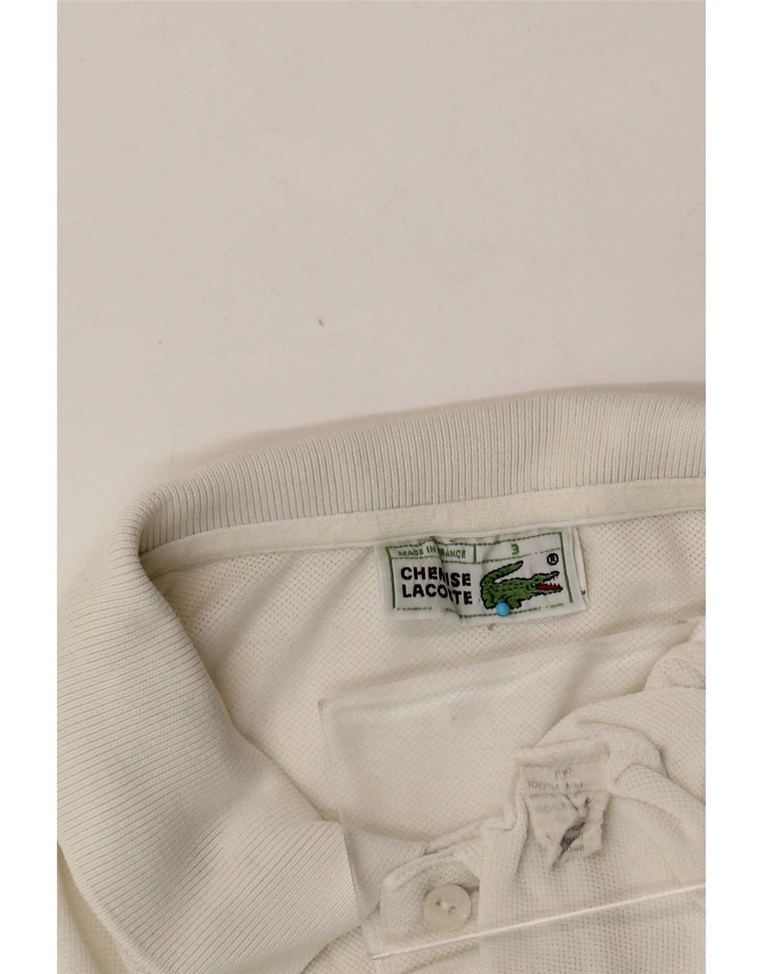 Camisa polo masculina Lacoste tamanho 3 pequeno algodão branco