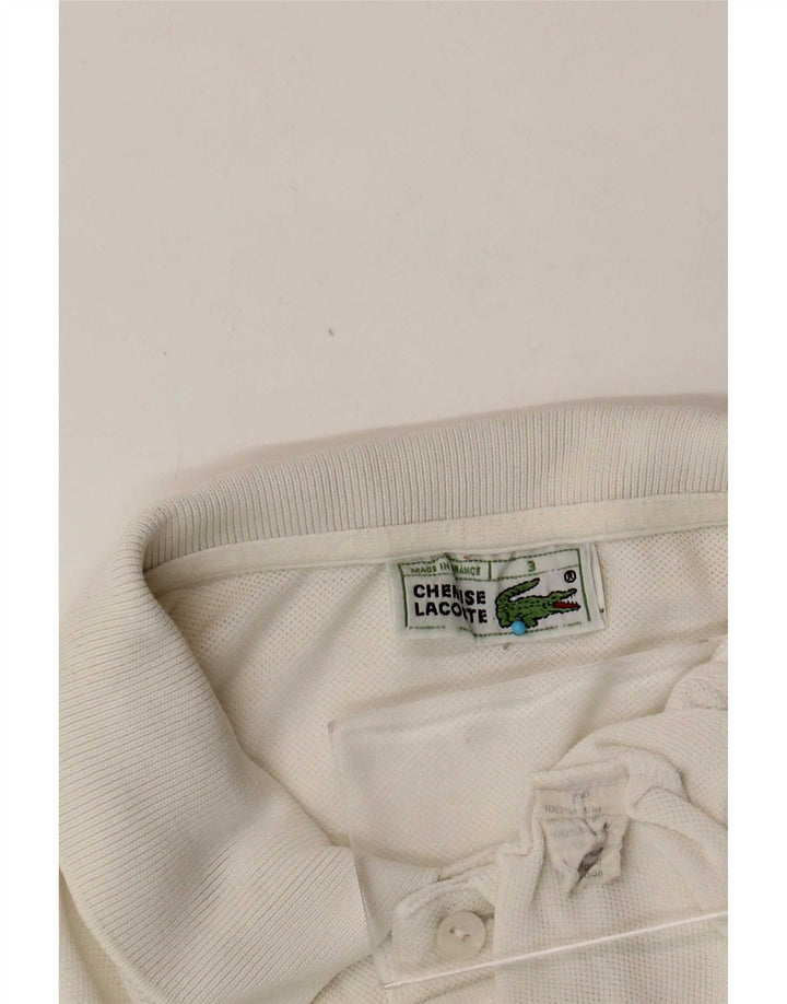 Camisa polo masculina Lacoste tamanho 3 pequeno algodão branco