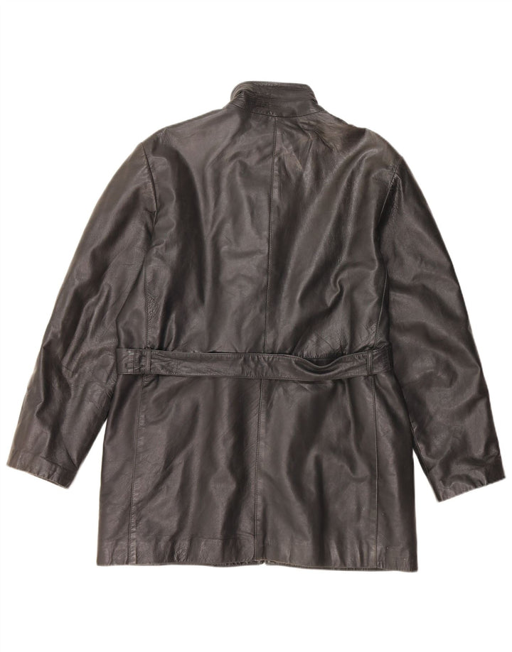 Jaqueta de couro feminina vintage Reino Unido 16 grande couro preto