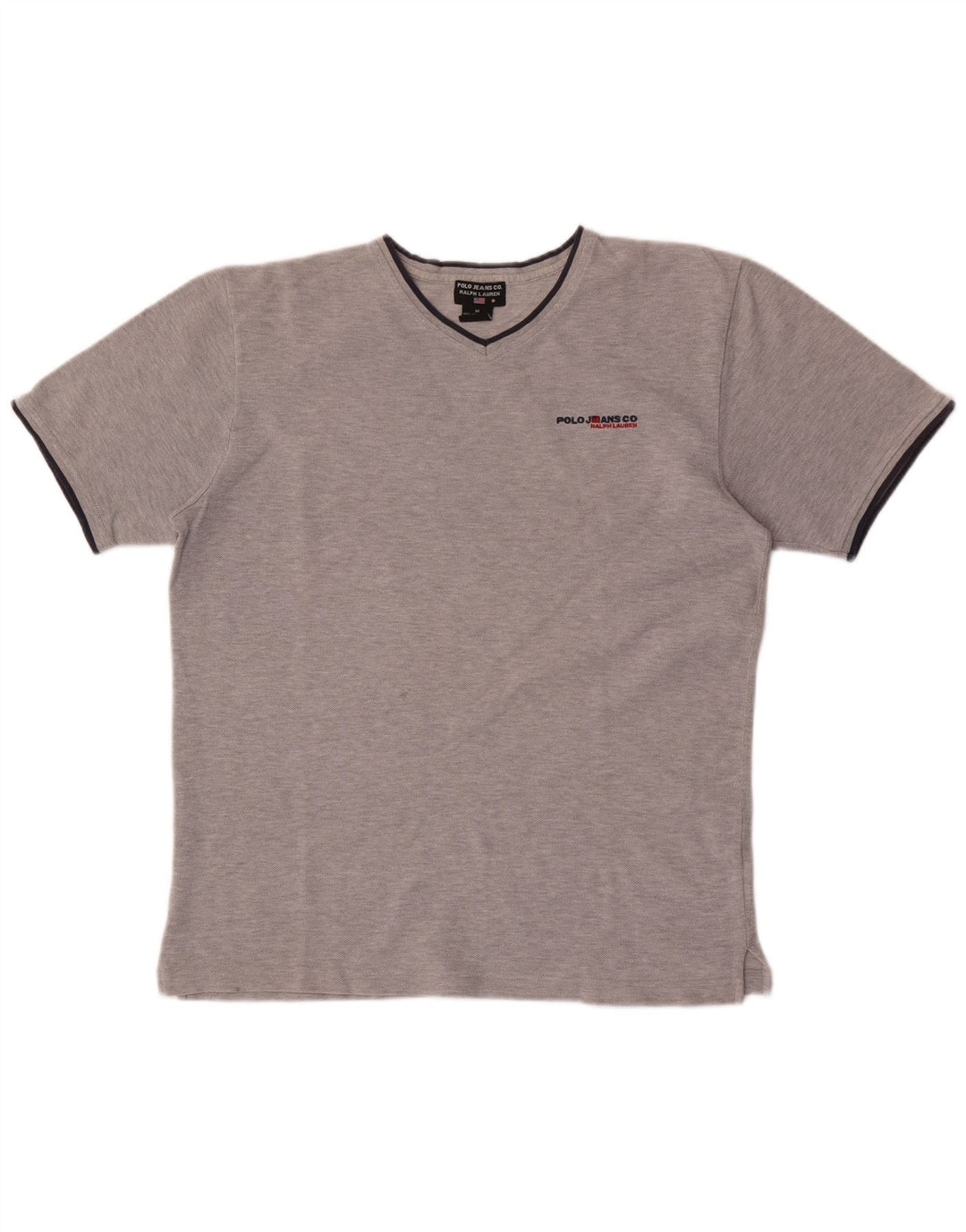 Camiseta masculina Ralph Lauren de algodão manchado cinza médio