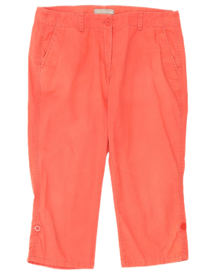 Calça capri feminina Marks & Spencer Reino Unido 12 médio W32 algodão rosa