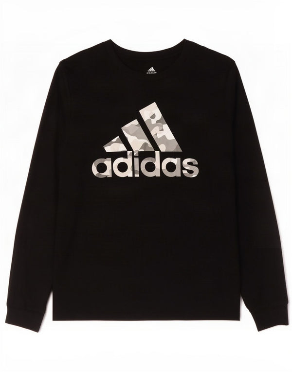 Top gráfico Adidas Boys Regular Fit manga comprida 14-15 anos grande preto