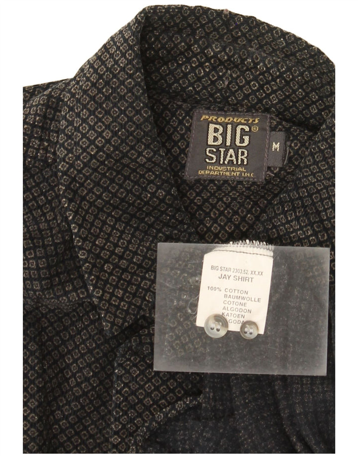 Camisa masculina Big Star de algodão geométrico preto médio