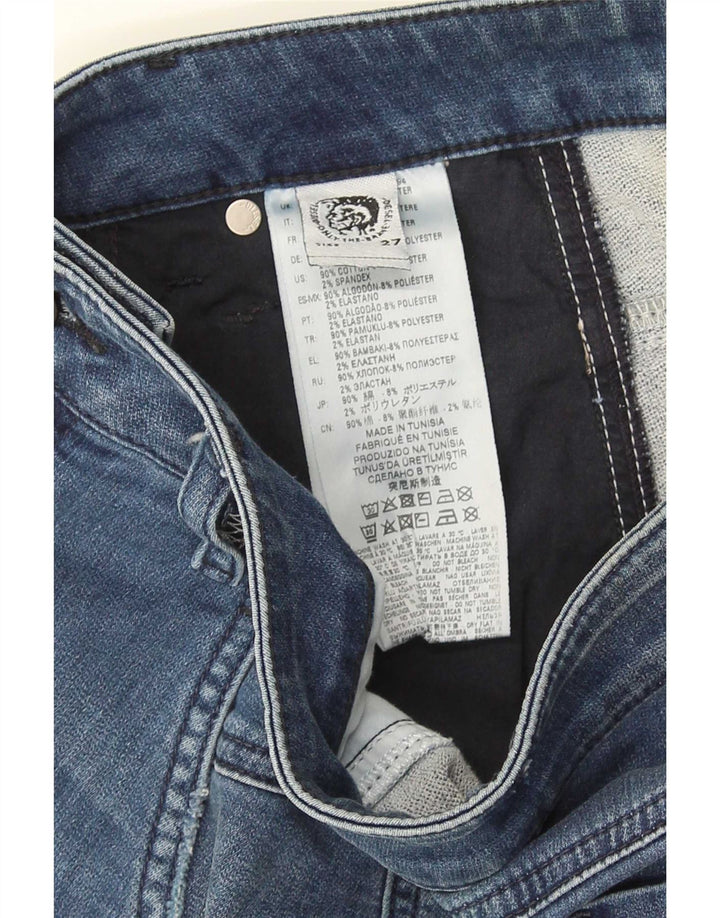 Shorts jeans feminino diesel desgastado W27 pequeno algodão azul