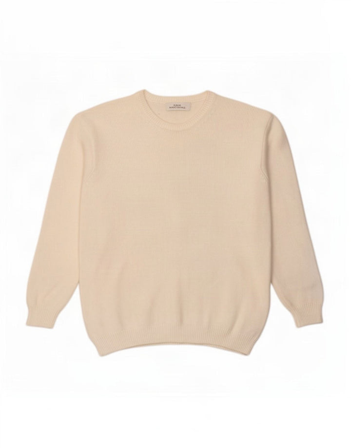 Suéter feminino Marks & Spencer com gola redonda Reino Unido 12 médio branco