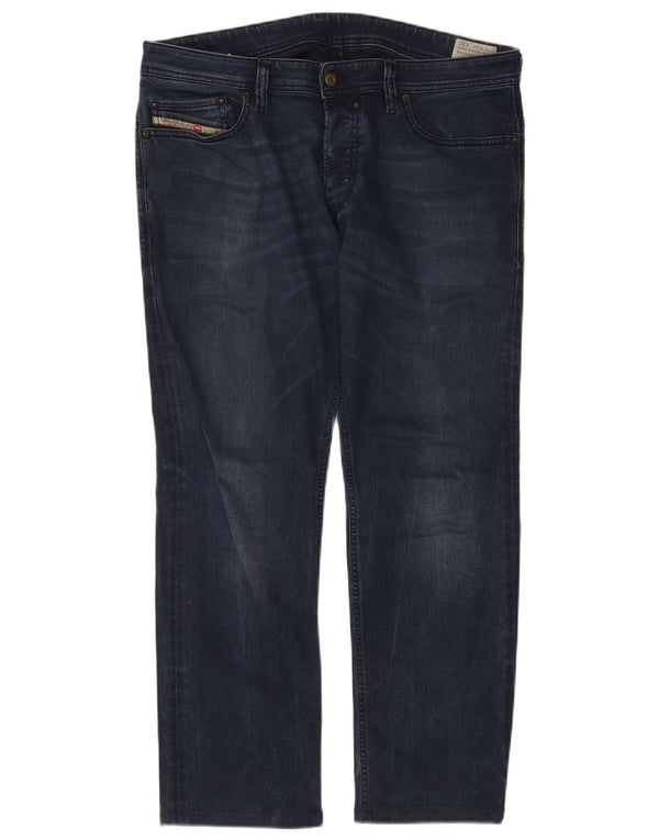 Diesel Masculino Safado Regular Slim Straight Jeans W34 L32 Azul Marinho Algodão