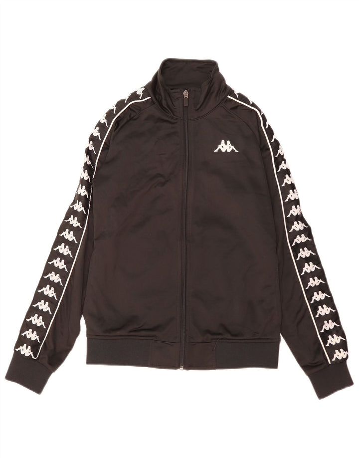 Kappa Mens Graphic Tracksuit Top Jacket Pequeno Poliéster Preto