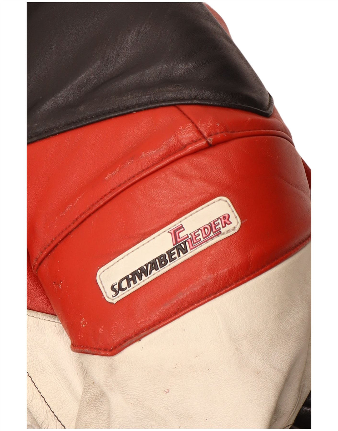 Jaqueta masculina de couro para motociclista Schwabenleder Reino Unido 38 bloco colorido preto médio