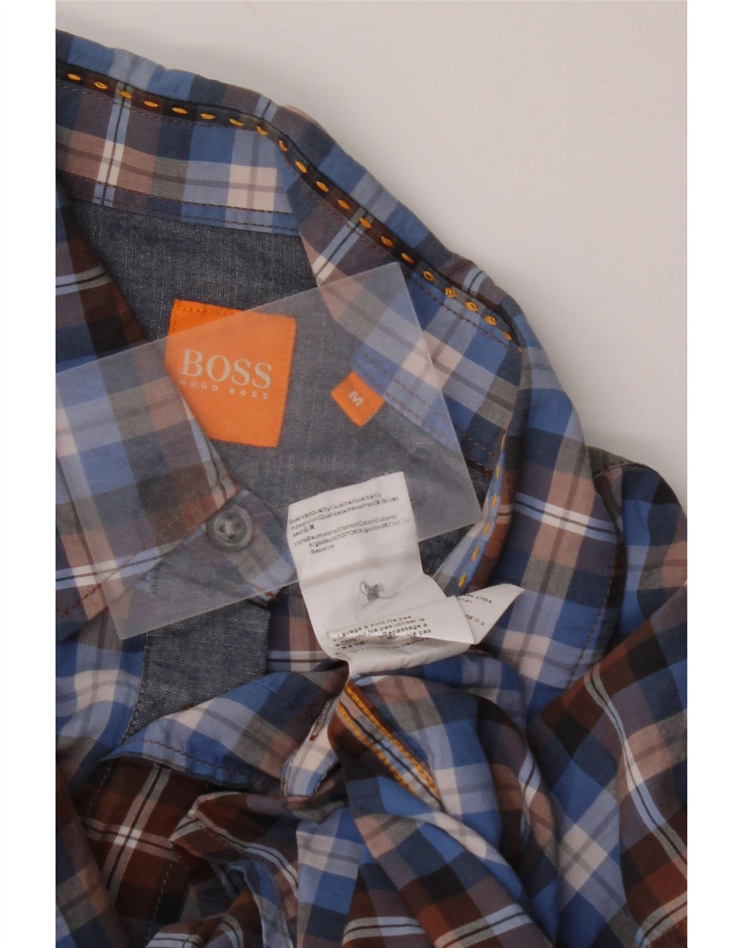 Camisa masculina HUGO BOSS de algodão xadrez azul médio