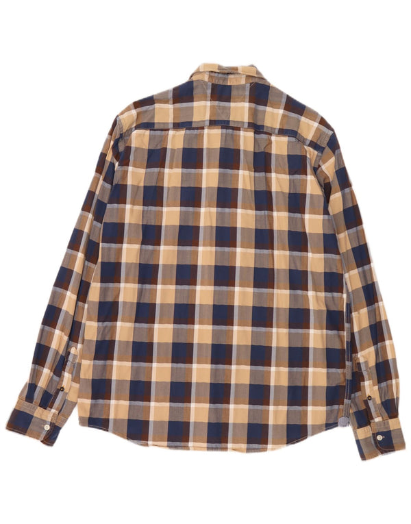 Tommy Hilfiger Camisa masculina vintage fit grande algodão xadrez azul marinho