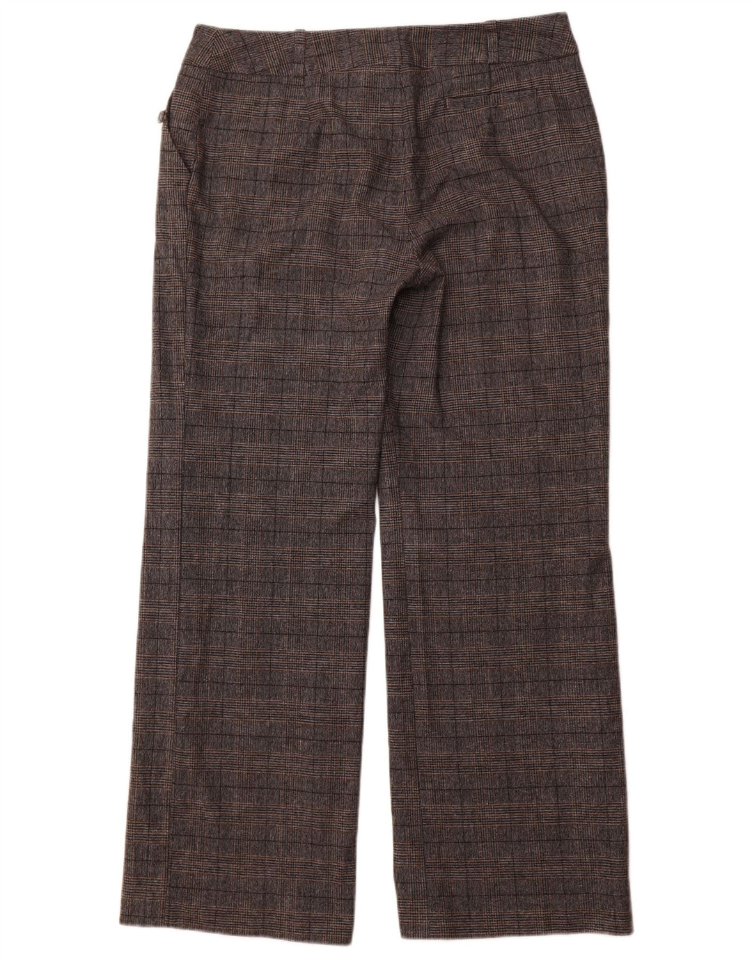 Calça chino feminina MONSOON reta Reino Unido 14 grande W32 L30 lã xadrez cinza