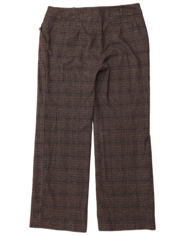 Calça chino feminina MONSOON reta Reino Unido 14 grande W32 L30 lã xadrez cinza