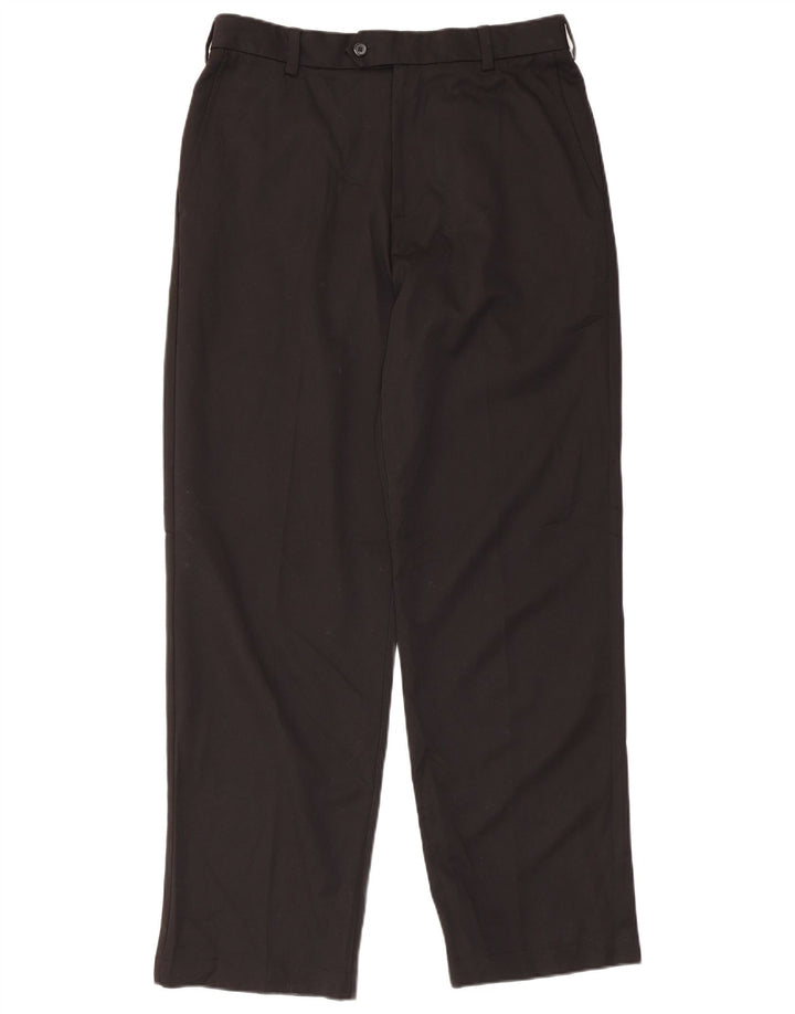 Izod Mens Golf Straight Suit Calças W32 L32 Poliéster Preto