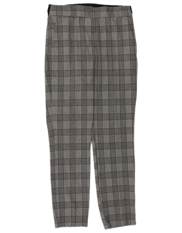 Zara Calça feminina casual slim UK 8 pequena W26 L26 cinza xadrez clássica