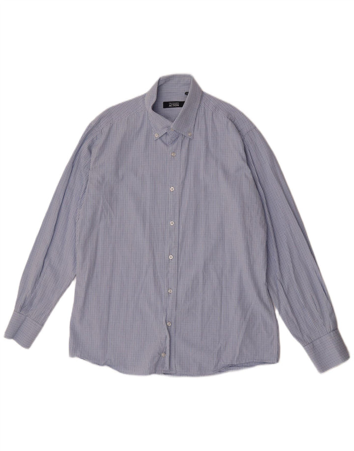 Camisa masculina Trussardi tamanho 41 42 grande xadrez azul