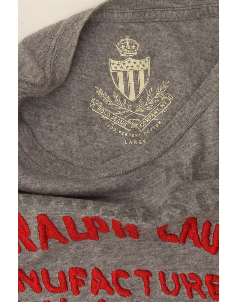 RALPH LAUREN Mens Graphic T-Shirt Top Large Grey Vintage Ralph Lauren and Second-Hand Ralph Lauren from Messina Hembry 
