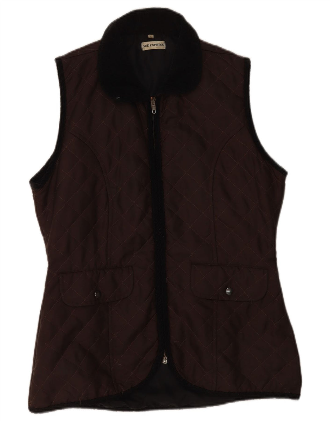 Colete acolchoado feminino Sud Express UK 14 nylon marrom médio