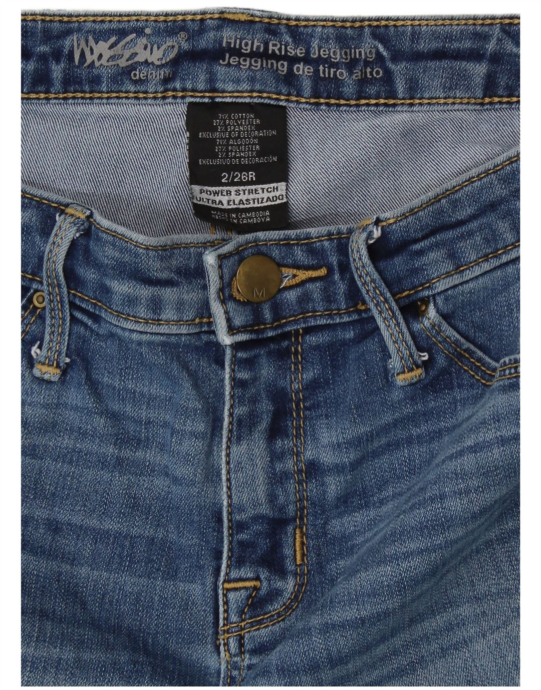 Calça jeans feminina Mossimo desgastada US 2 XS W26 L25 algodão azul