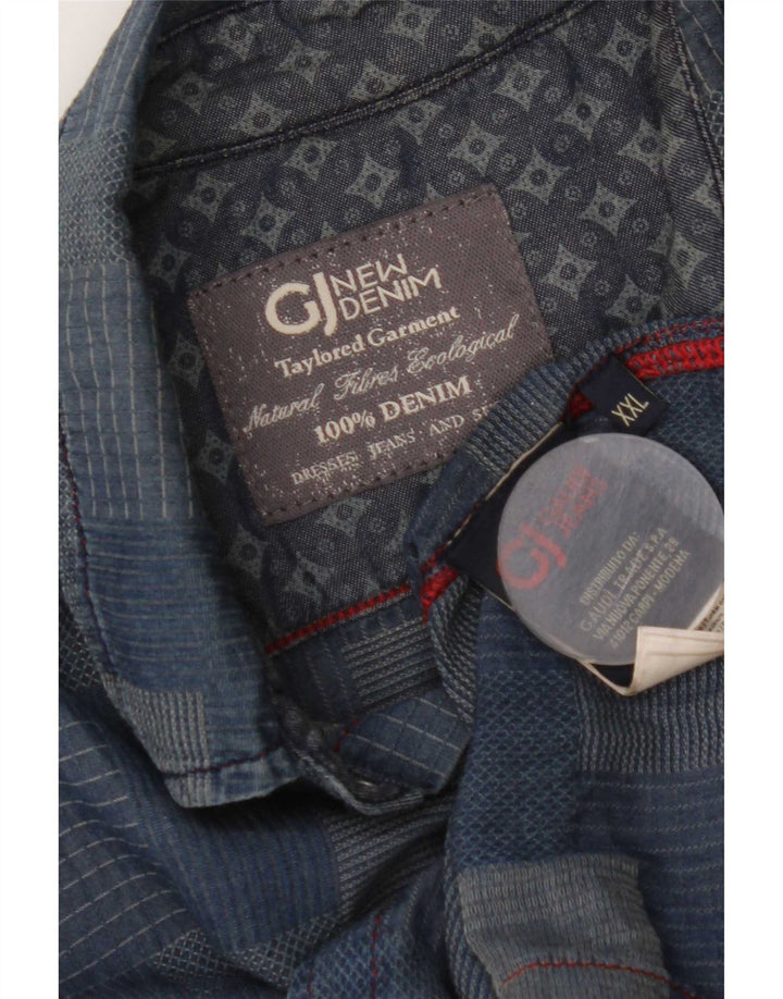 Camisa masculina Gaudi 2XL azul patchwork algodão