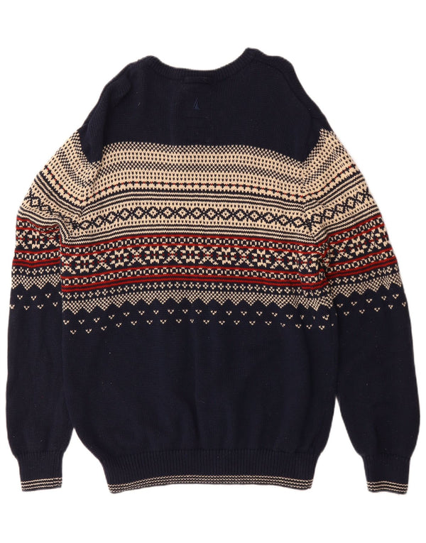Suéter masculino Musto com gola canoa XL azul marinho Fair Isle algodão