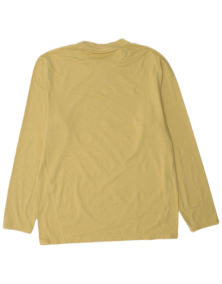 EDDIE BAUER Top masculino de manga comprida em poliéster amarelo pequeno
