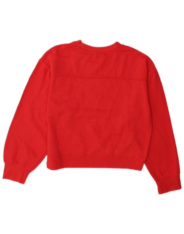 Zara Womens Oversized Sweatshirt Jumper UK 10 Pequeno Poliéster Vermelho