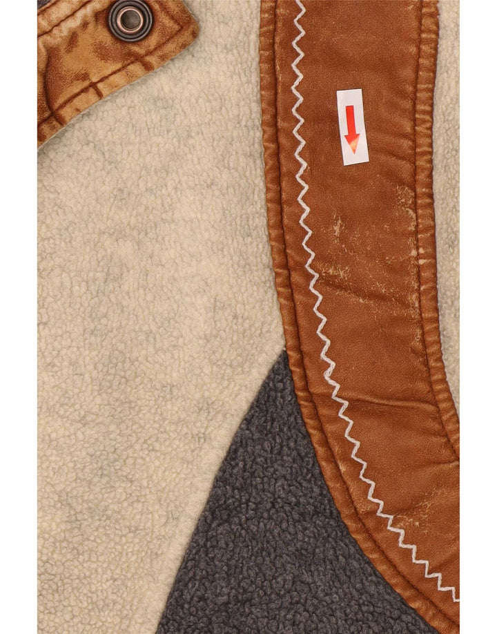 Suéter de lã masculino Silvy com gola redonda e poliéster bege médio Colourblock