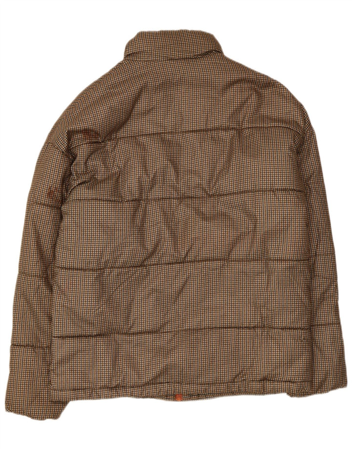 Jaqueta acolchoada masculina Jack & Jones UK 36 poliéster xadrez marrom pequeno