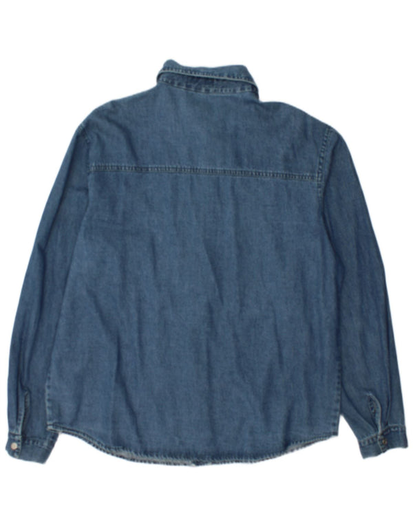 Camisa jeans feminina Albert UK 20 2XL algodão azul