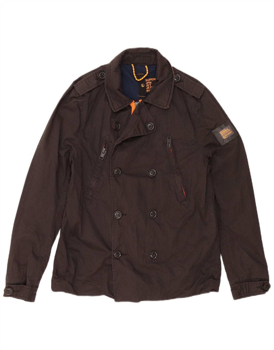 Casaco feminino Superdry Pea UK 16 grande algodão preto