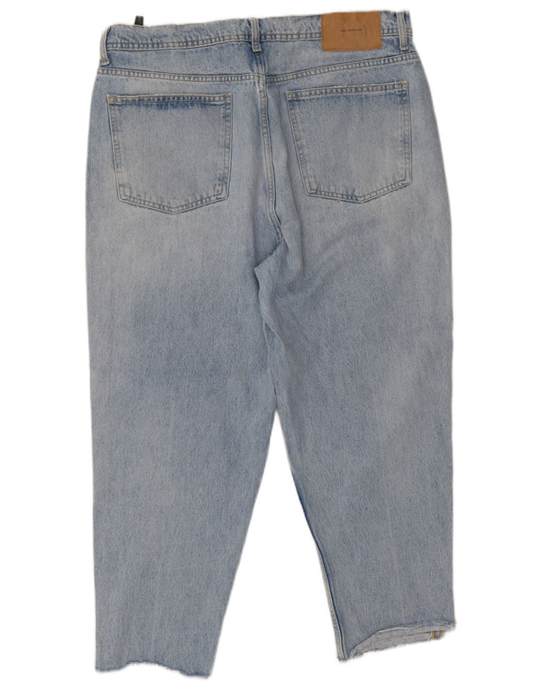 Zara Jeans masculino recortado cônico EU 46 XL W36 L24 azul algodão