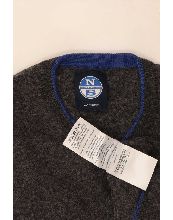 Suéter masculino North Sails com decote em V cinza médio poliamida