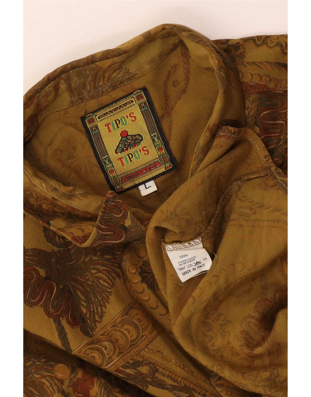 Camisa gráfica masculina Tipo'S grande viscose cáqui