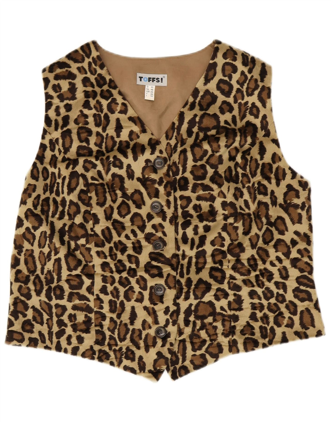 TOFOS! Colete feminino UK 20 2XL marrom animal print