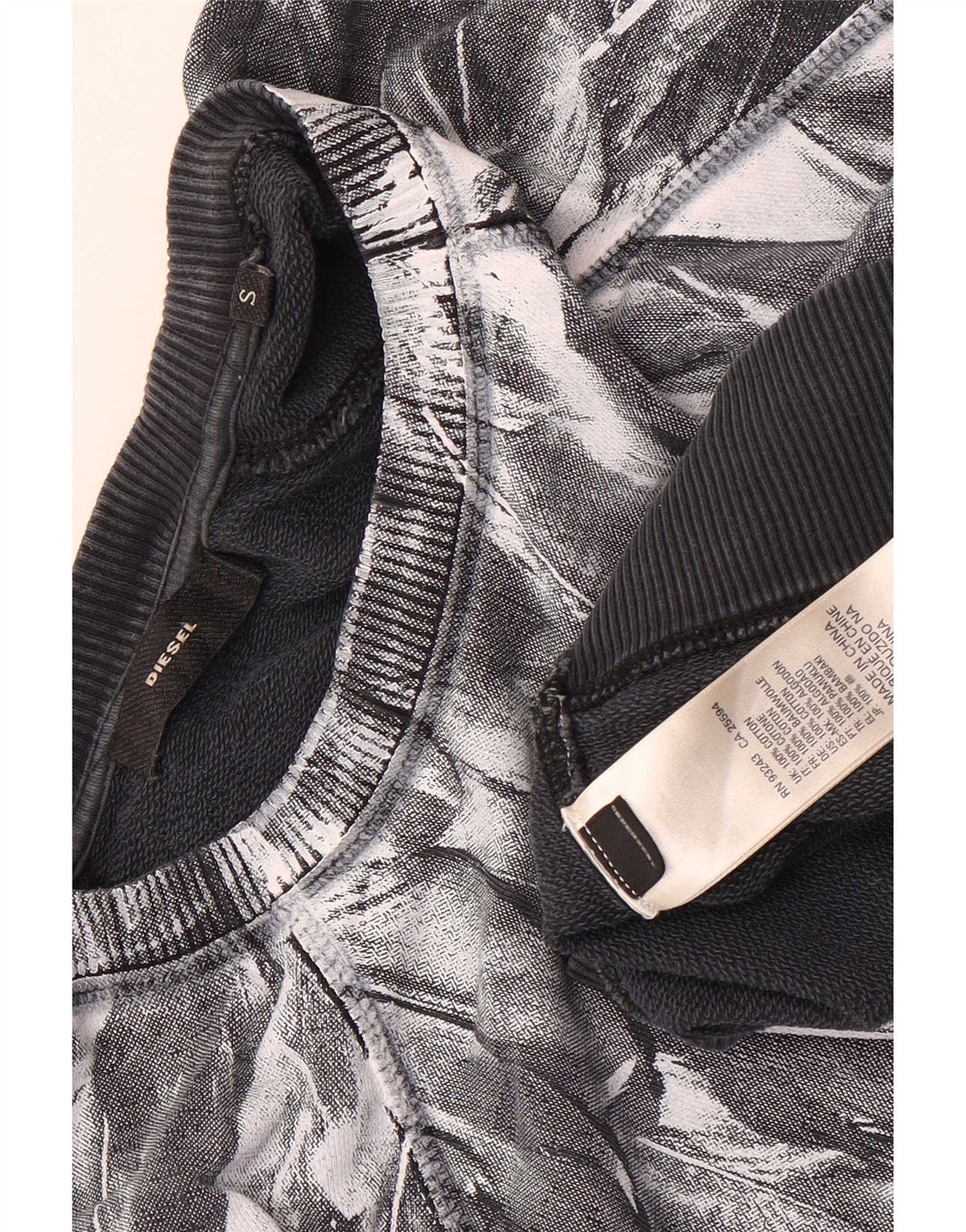 Diesel masculino gráfico moletom jumper pequeno algodão preto