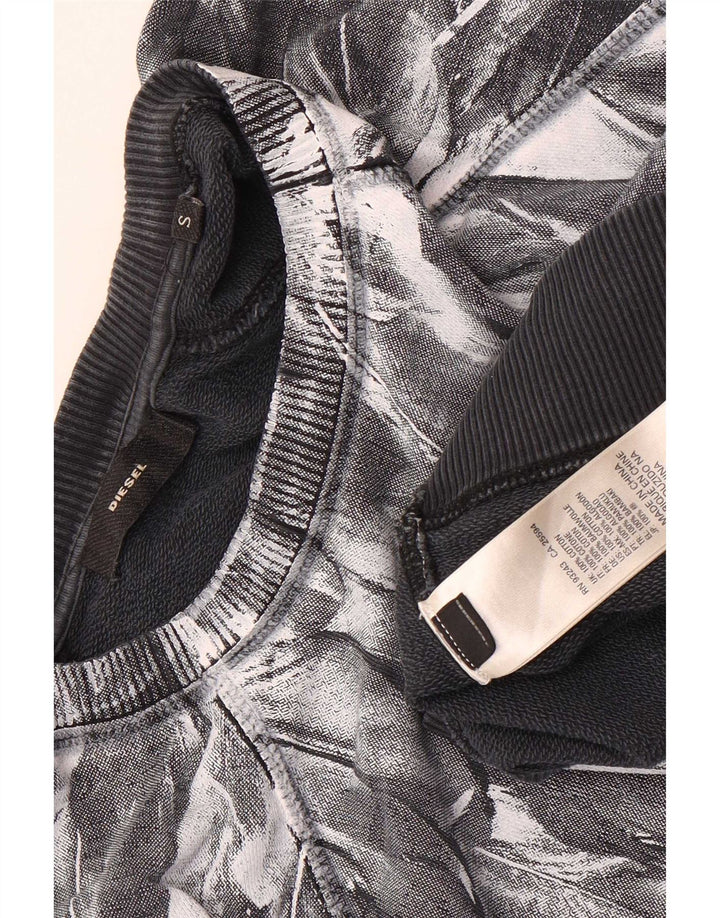 Diesel masculino gráfico moletom jumper pequeno algodão preto
